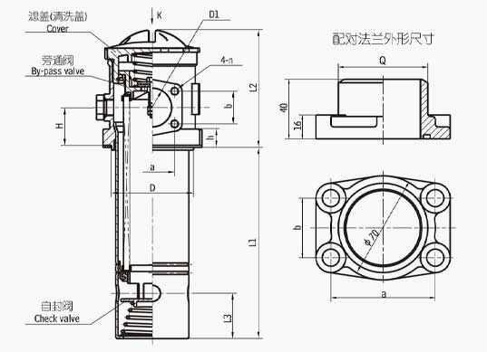 TF系列箱外自封式吸油過濾器法蘭式連接